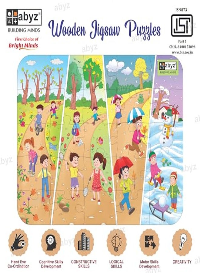 ABYZ Wooden Jigsaw Puzzle - Seasons Playset for Fun Educational & Little Explorers, 25-Pieces & Pack of 5 Fun Games with Multicolor | Birthday Gift for (4-6 Years) Age Kids. - Image 4